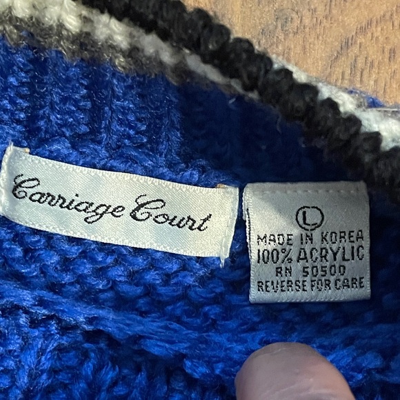 Vintage Carriage Court Blue Knit Cat Kitten Sweater Women’s Large - Picture 10 of 10